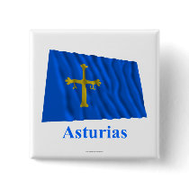 Asturias waving flag with name button