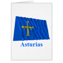 Asturias waving flag with name card