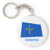 Asturias waving flag with name keychains