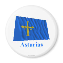 Asturias waving flag with name magnets