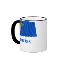 Asturias waving flag with name coffee mug