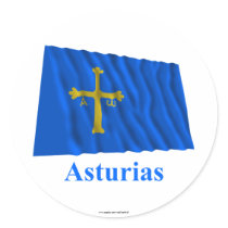 Asturias waving flag with name sticker