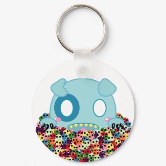 Asyl the Dog - Sugar Skulls keychain