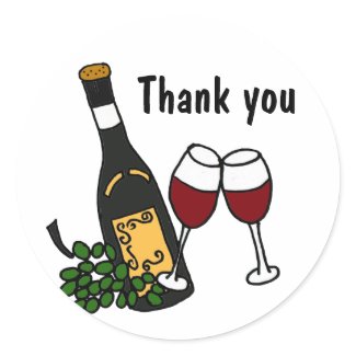 AT- Artistic Wine Bottle Glasses Thank You Sticker