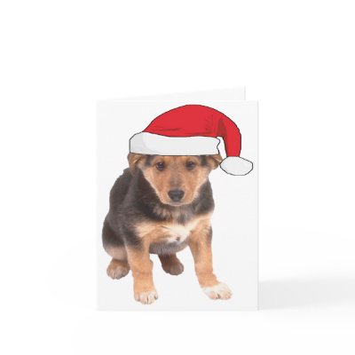 At Christmas - German Shepherd Puppy Greeting Cards by malibuitalian