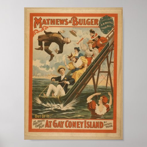 At Gay Coney Island, 'Out of It!' Retro Theater Poster | Zazzle