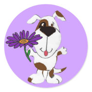 AT- Happy Dog with Daisy Stickers sticker