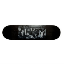 At night on the cemetery - angels with devil custom skateboard
