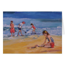 At the beach greeting cards