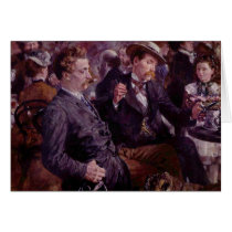 At the Beer Garden - Adolph Von Menzel Greeting Cards