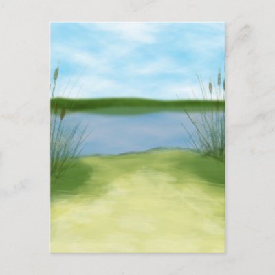at the lake pretty landscape design post cards