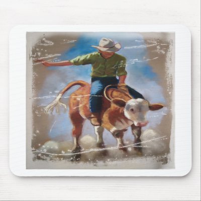 AT THE RODEO: PASTEL ART MOUSE PAD by joyart