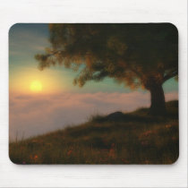 clouds, sunset, hillside, tree, landscape, nature, landscapes, Mouse pad with custom graphic design