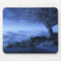 ice, tree, clouds, winter, grass, sky, blue, desktop wallpaper, Mouse pad with custom graphic design