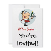 at your service funny butler character invitations