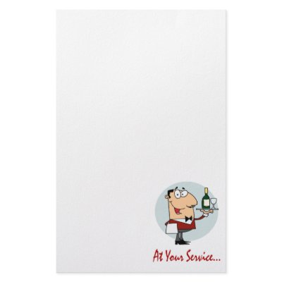 at your service funny butler character custom stationery by super_shop