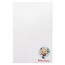 at your service funny butler character stationery design