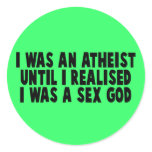 Atheism humor round stickers