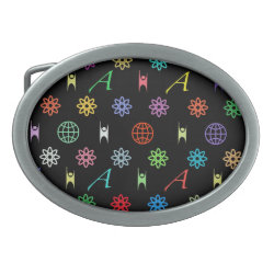 Atheism Monogram (bright on Black) Belt Buckle