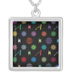 Atheism Monogram (bright on black) Necklaces