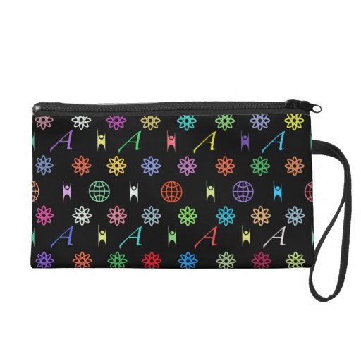 Atheism Monogram (bright on black) Wristlet Bag
