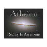 atheism, reality is awesome postcard