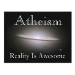 atheism, reality is awesome postcard