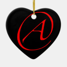 Atheist A Red on Black Ornament