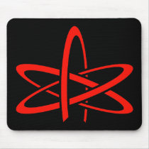 Atheist Atom (Red on Black) mousepads by Godless_Monsters Atheist Atom (Red on Black) mousepads