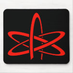 Atheist Atom (Red on Black) Mouse Pads