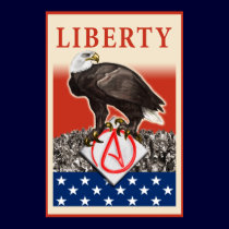 Atheist Eagle Liberty Poster, red border posters