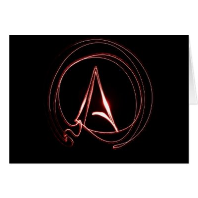 Atheist in Red Greeting Card by cinnamonbite