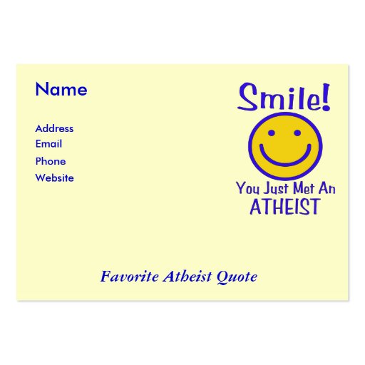 Atheist Smiley Business Card (front side)