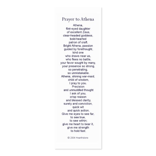 Athena Prayer Card Business Card