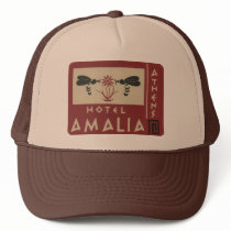 Athens Greece Hotel Amalia Vintage Travel Label Hat