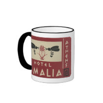Athens Greece Hotel Amalia Vintage Travel Label Mugs