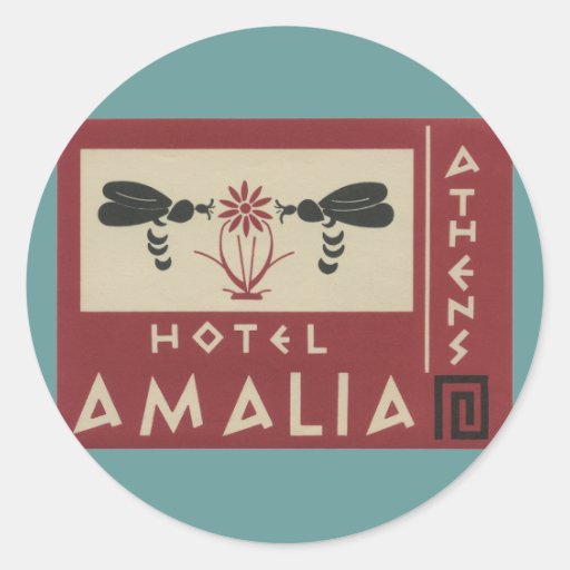 athens greece hotel amalia vintage travel label sticker athens greece hotel amalia vintage travel label sticker