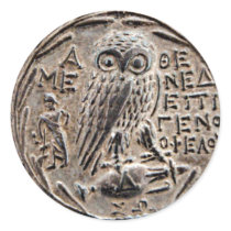 Athens Silver Tetradrachm Round Sticker