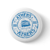 Athens Stamp Pinback Button