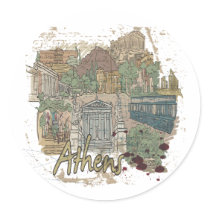 Athens Round Stickers