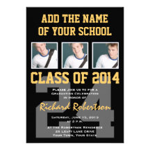 Athlete's Graduation Party Black and Gold Personalized Invitation