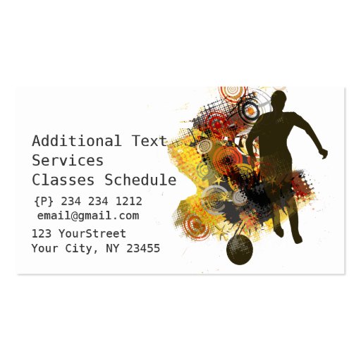 Athletics Soccer Player Running Practicing Skills Business Cards (back side)