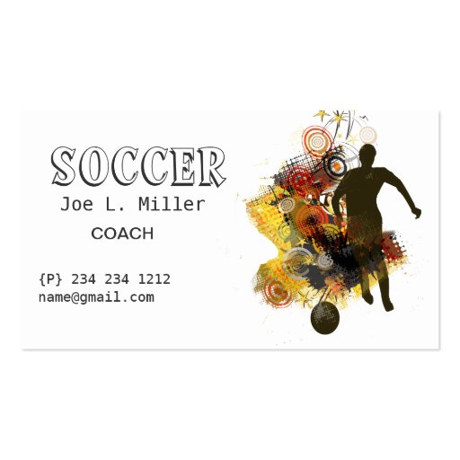 Athletics Soccer Player Running Practicing Skills Business Cards (front side)