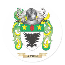 Atkin Coat of Arms (Family Crest) Sticker