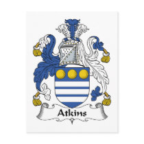 Atkins Family Crest postcards by coatsofarms Atkins Family Crest postcards