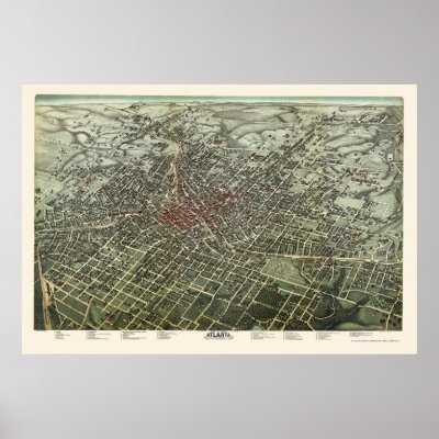 Atlanta, GA Panoramic Map - 1892 Print by lc_maps