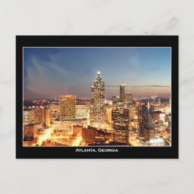 Atlanta, Georgia at Night - Beautiful Skyline Post Card by wikimania