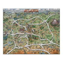 Atlanta Georgia Cartoon Map posters by FunGraphix Atlanta Georgia Cartoon Map posters