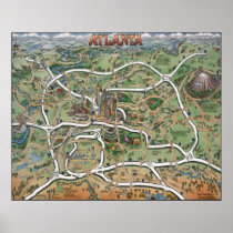 Atlanta Georgia Cartoon Map Print