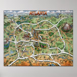 Atlanta Georgia Cartoon Map Posters